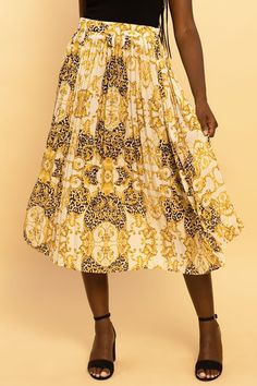 Printed Baroque Pleated Midi Skirt SKIRT Elenista Bohemian Pleated Midi Skirt, Chic Long Pleated Skirt With Floral Print, Chic Long Floral Print Pleated Skirt, Vacation Midi-length Pleated Skirt, Spring Midi-length Accordion Pleats Skirt, Luxury Voluminous Midi-length Pleated Skirt, Multicolor Midi-length Skirt With Lined Detail, We Are Love, Pleated Midi Skirt