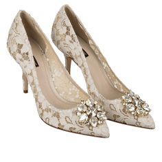 Lace Pumps, Pointed Pumps, Beige Heels, Dolce Gabbana Shoes, Crystal Brooch, Heels Pumps, Ankle Straps, Dolce & Gabbana, Men Clothing