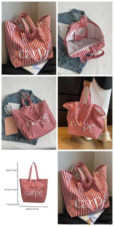 four pictures showing different types of bags and how to put them in the same bag