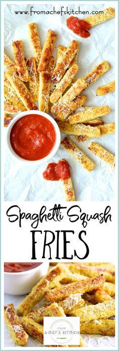 spaghetti squash fries with ketchup on the side