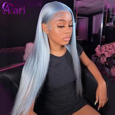 30 Inch Silver Blue Straight Human Hair Wigs Transaprent 613 Colored Brazilian 13x6 13x4 Lace Lemonade Braids Hairstyles, Straight Human Hair Wigs, Frontal Wig Hairstyles, Braided Cornrow Hairstyles, Frontal Hairstyles, Pretty Hair Color, Dope Hairstyles, Cornrow Hairstyles, Body Wave Hair