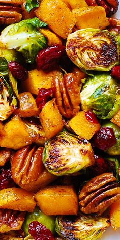 roasted brussel sprouts with cranberries and pecans