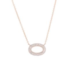 Let your look sparkle with the Oasis Pave Oval Diamond Necklace! It dazzles with an east-to-west orientation and a 1/4 carat total weight. Choose from three different 14 karat gold settings: white, yellow, or rose - talk about options! And the adjustable 15-18" chain is a stylish addition to the mix! Sparkle on, my friend! Classic Oval Necklace With Pave Setting, Oval Pave Setting Necklaces, Dazzling Oval Necklace With Pave Setting, White Gold Diamond Necklace With Pave Setting, White Gold Oval Diamond Necklace With Pave Setting, White Gold Oval Necklace With Pave Setting, Oval White Gold Necklace With Pave Setting, Diamond Oval Pendant Necklace With Pave Setting, Oval Pave Setting Diamond Necklace Gift