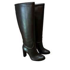 Alexandre Birman "Lauren" Saddlery Knee Boot Is Fully Crafted In Our Slickest Capreto Leather With A Soft Napa Kiss Detail That Allows You Different Style Options. 3.50 In / 90 Mm Block Heel Boot Shaft, Approx. 15.3"H Round Toe Side Zip Eases Dress Leather Outsole Lining: Leather Made In Brazil Size Eu 36/Us 6 Classic Leather Heeled Boots With Round Toe, Luxury Wide Calf Leather Boots, Luxury Leather Heeled Boots For Formal Occasions, Formal Leather Boots With Heel Tab, Fitted Leather Heeled Boots For Business, Designer Leather Knee-high Boots, Classic Leather Heeled Boots With Reinforced Heel, Leather Heeled Boots With Leather Lining For Office, Luxury Leather Heeled Boots For Business