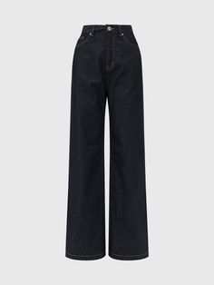 This is a minimal and modern pants by LOOKAST that is made out of high quality and sturdy material. With distinctive mood of the design and comfortable wear, you can style it for your stylish and modern daily outfit.- High waistline and straight silhouette- Unique cantons and leather tag- Spandex blend fabric with comfortable wear Straight Dark Wash Pants For Spring, Spring Straight Dark Wash Pants, Trendy Straight Pants With Five Pockets, Classic Dark Wash Wide Leg Pants, Trendy High Waist Straight Fit Bottoms, Trendy Straight Pants For Fall, Chic Baggy Full-length Jeans, Chic Baggy Full Length Jeans, Modern High-waist Pants For Streetwear