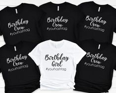 the birthday girl shirts are available in black and white