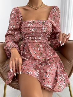 Floral Dresses Short Casual, Flower Casual Dress, Flowery Short Dresses, Trendy Floral Dress, Cute A Line Dresses, Cute Dresses Casual Classy Long, Pretty Dresses Casual Short, Cute Floral Dresses Casual, Floral Dress Short Casual