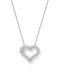 Diamond Heart Pendant Necklace in 14K White Gold, 0.50 ct. t.w. - 100% Exclusive Dazzling Heart Cut Diamond Necklace With Single Cut Diamonds, Classic Heart Cut Brilliant Diamond Necklace, Classic Brilliant Cut Heart Shaped Diamond Necklace, Formal Heart Cut Diamond Necklace With Single Cut Diamonds, Formal White Gold Diamond Heart Cut Necklace, Classic Heart Cut Diamond Necklace With Prong Setting, White Gold Heart-cut Single Diamond Jewelry, White Gold Heart Shaped Diamond Necklace With Brilliant Cut, White Gold Heart Cut Jewelry With Single Cut Diamonds