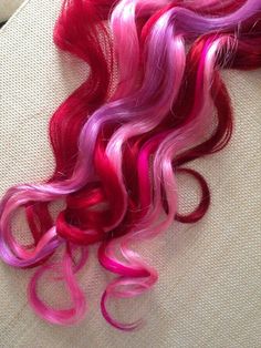 "Please read all of the information below before starting a conversation between seller and buyer. Thanks! These look great in all hair colors. This listing is for a set of SIX, 1\" wide and 20- 22\" long100% human hair extension. Each extension is 2.5-3 grams of hair. The weft is doubled and sewn together. Then dip dyed and a clip is sewn on. You will receive a mix of pink/red solid color extensions...If you have a specific request please contact me before you order. I can make this same color Pink And Red Hair, Brown Ombre Hair Color, Red Solid Color, Red Hair Extensions, Color Extensions, Valentine Hair, Hot Pink Hair, Brown Ombre Hair, Love Valentines Day