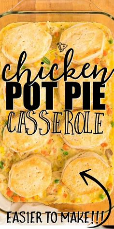 chicken pot pie casserole recipe in a glass dish