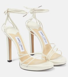 Antia 120 leather sandals in white - Jimmy Choo | Mytheresa Designer Strappy Heels, Jimmy Choo White Heels, Sandal Png, Heels Png, High Heels Prom, Shoes Png, Jimmy Choos, Heels Elegant