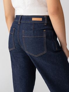 DETAILS Standard Rise Cropped Denim Trouser Wide Leg 2 Front Patch, 2 Back Pockets Button Front and Zip Fly Closure SIZE + FIT Model is 5'9 and is wearing a size 27. If in between sizes or looking for a closer fit, we recommend sizing down. Waist: 29" Front Rise: 10 1/2" Inseam: 27" Leg Opening: 20" FABRIC + CARE 99% Cotton 1% Spandex Comfort Stretch Denim Machine Wash Cold, Tumble Dry Low. Imported BETTER COTTON MEMBERS By choosing our cotton products, you support our investment in Better Cotto Linen Leggings, Non-stretch Medium Wash Denim Pants, Black Non-stretch Denim Pants, Denim Jogger Pants, Non-stretch Denim Blue Jeans With Button Closure, Five-pocket Rigid Denim Pants, Maxi Jumpsuit, Non-stretch Medium Wash Jeans With Button Closure, Denim Short Dresses