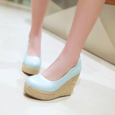 Gender: For WomenStyle: Fashion,KoreanOccasion: Casual,Party/Club,Office/CareerHeel Height: 12.5cmPlatform Height: 3.5cmSeason: Spring,Summer,Fall/Autumn,WinterPackage Contents: 1 x Shoes (Pair)Please see our size guide as below, you can choose the size according to your foot length and width. If your foot is a little wide and thick, we suggest you choose 1 size larger.Size Guide:28 = foot length 18.5-19cm (Foot width=6.5-7cm)29 = foot length 19-19.5cm (Foot width=7cm)30 = foot length 19.5-20cm Light Blue Round Toe Casual Heels, Light Blue Round Toe Heels, Blue Round Toe Wedge Sandals For Spring, Casual Wedge Sandals With Platform And Pointed Toe, Blue Platform Wedge Sandals With Round Toe, Blue Wedge Sandals With Platform And Round Toe, Casual Light Blue Wedge Sandals, Casual Light Blue High Heels, Casual Light Blue Leather Heels