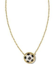 From Kendra Scott&#x2C; this necklace features:Short pendant necklace14k gold/rhodiumLobster clasp w/single adjustable slider bead closureApprox. 19" lengthApprox. 0.51" L X 0.49" W pendantImported. Kendra Scott Soccer Necklace, Preppy Necklace, Soccer Necklace, Softball Necklace, Short Pendant Necklace, Soccer Stuff, Wishlist 2024, Preppy Christmas, Kendra Scott Necklace