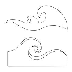 a line drawing of a wave on a white background