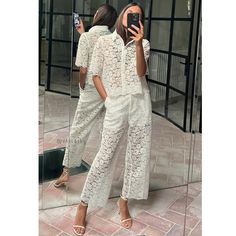 New With Tag Brand Zara Seller: @Chloethy Zara S/S 2024 Collection Pants With A High Waist And Front Pockets. Interior Lining. Cropped Straight Leg. Front Zip, Inner Button, And Metal Hook Closure. Color White | 3278/490 Outer Shell 72% Polyamide 28% Cotton Lining 100% Viscose - Which Has At Least: Outer Shell 30% Rcs-Certified Recycled Polyamide Crop And Pants Set, Chic Summer Sets With Ankle-length Pants, Chic Trousers Pant Set, Chic Spring Pant Set With Trousers, Chic Trousers Pant Set For Spring, Chic Pant Set For Spring, Chic Wide-leg Pant Set For Spring, Chic Trouser Set For Day Out, Chic Spring Wide-leg Pant Set