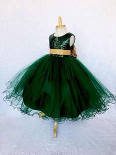 Sparkly Chic Hunter Green Mini Sequin Dress Tulle Gold Big Bow Photoshoot Holiday Spring Summer Easter Christmas Graduation Formal Junior - Etsy Sequence Gown, Wedding Bridesmaid Flowers, Sequence Top, Black Sparkly Dress, Blush Gown, Bow Wedding, Green Tulle, Graduation Photoshoot, Elegant Fall