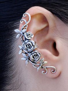 Flower Ear Cuffs, Dragon Ear Cuffs, Ear Cuff Silver, Gold Chains For Men, Cuff Jewelry, Rose Jewelry