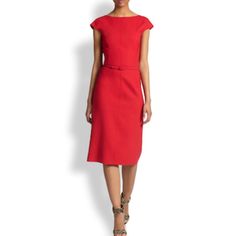 New With Tag. Fabric: 94% Wool, 4% Nylon, 2% Elastane Measurements Length: 40.25” Bust: 35.5” Waist: 30” Hip: 38” Color: Rose Red Red Sleeveless Dress For Spring Formal, Chic Red Sleeveless Knee-length Dress, Chic Red Knee-length Sleeveless Dress, Red Sheath Sleeveless Dress For Evening, Chic Red Sleeveless Dress For Work, Red Sleeveless Office Dress, Red Fitted Sleeveless Formal Dress, Red Sleeveless Summer Dress For Work, Red Sleeveless Knee-length Dress For Work