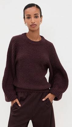 Shopbop - Designer Clothing, Shoes & Accessories Chunky Knit Puff Sleeve Sweater For Fall, Fall Chunky Knit Sweater With Puff Sleeves, Puff Sleeve Sweater With Blouson Sleeves, Chic Winter Sweater With Blouson Sleeves, Fall Blouson Puff Sleeve Sweater, Chic Textured Knit Sweater With Balloon Sleeves, Textured Knit Puff Sleeve Sweater, Puff Sleeve Ribbed Sweater For Fall, Ribbed Puff Sleeve Sweater For Fall