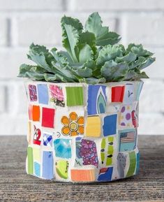 Maluchy Montessori, Kitchen Windowsill, Mosaic Pots, Patterns Flowers