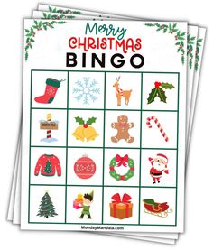 merry christmas bingo game is shown in this image