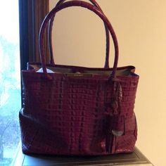 No Issues. Like New. Bag With Tassel, Brahmin Bags, Wine Color, Wine Colored, Storage Bag, Color Purple, Bag Storage, Tassels, Bag Lady