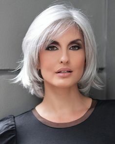 Haley in Medium Grey Revive Synthetic Hair Wigs, Hairstyles For Medium Length Gray Hair Over 50, Framing Bangs, Wig Outlet, Best Wig Outlet, Layered Style, Monofilament Wigs, Long Face, Free Movement