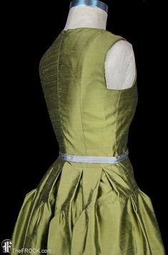 1960 Bonwit Teller cocktail dress olive green silk shantung | Etsy Fitted Satin Dress With Accordion Pleats, Fitted Silk Dress With Accordion Pleats, Fitted Silk Dress With Box Pleat, Fitted Silk Dresses With Box Pleat, Dupioni Silk Dress, Shantung Dress, Dress Olive Green, Reading Pa, Cocktail Wedding