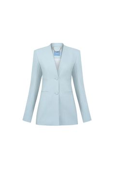 Made from high-quality crepe fabric, this blazer features a flattering A-line silhouette and a unique lapelless design. With its sleek and sophisticated look, this blazer is perfect for both formal and casual occasions. Elevate your style and feel confident in this must-have piece. Length:- Overall: 65cm/67cm/69cm (S/M/L)- Sleeve length: 57cm/58cm/59cm (S/M/L) Crepe Blazer, Mean Blvd, Dusky Blue, Ankle Length Skirt, Crepe Fabric, Slim Legs, Covered Buttons, Feel Confident, Bright Blue