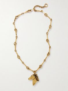 Chemena Kamali's debut collection for Chloé's was full of equestrian references, inspired by the house's archives. This necklace is made from gold-tone metal with a chunky horsebit chain and a horse-head pendant, which also opens to a small compartment. Net A Porter Gold Necklace, Chloe Jewelry, Fine Watches, Gold Tone Necklace, Horse Head, Fashion Jewelry Necklaces, Bracelets And Charms, Gold Tone Metal, Fashion Watches