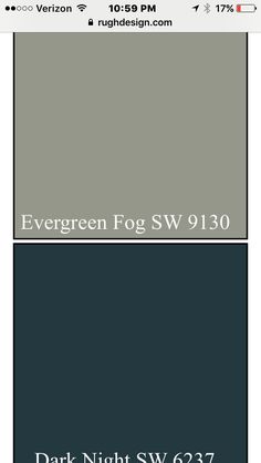 the dark gray color scheme for evergreen fog sw 910 is shown in this image