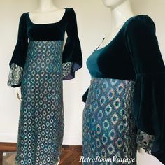 Fabulous original 1960s 1970s dress Teal velvet & ombré  Dramatic sleeves  Fully lined  In great condition no holes stains tears Size approximately uk size 8  please go by measurements Bust 17 inches flat Underarm to underarm  Waist 13 inches flat  Top of the shoulders to hem 56 inches  Thank you RetroRoomVintage x Velvet Dress Uk, Ombre Velvet, Dramatic Sleeves, 1970s Dress, Teal Velvet, 1970s Dresses, Flats Top, Velvet Dress, Dress Clothes For Women