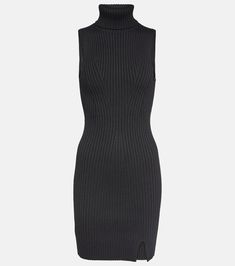 Callum Ribbed Knit Turtleneck Minidress in Black - Staud | Mytheresa Chic Knee-length Ribbed Mini Dress, Chic Ribbed Knee-length Mini Dress, Sleek Turtleneck Dress For Fall, Stretch Ribbed Turtleneck Mini Dress, Elegant Turtleneck Ribbed Mini Dress, Chic High Neck Ribbed Dress, Chic Ribbed High-neck Mini Dress, Elegant Ribbed Turtleneck Mini Dress, Chic High Neck Ribbed Mini Dress