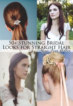 Beautiful wedding hairstyles for straight hair | Sheer Ever After Straight Bridal Hairstyles, Straight Wedding Hairstyles, Best Bridal Hairstyles, Straight Wedding Hair, Bride Hair Down, Ways To Style Your Hair, Straight Hairstyles Medium, Bridal Hairdo, Curly Wedding Hair