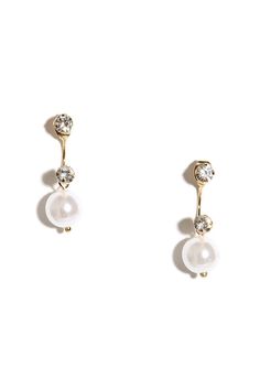 Bright and Pearly Gold Rhinestone Ear Jacketsat Lulus.com! Jeweled Pearl Earrings For Party, Jeweled Dangle Pearl Earrings For Parties, Silver Gold-plated Elegant Pearl Earrings, Formal Silver Gold-plated Pearl Earrings, High-end Minimalist Pearl Earrings In Sterling Silver, Elegant Gold-tone Dangle Pearl Earrings, Elegant 14k Gold-filled Pearl Earrings For Formal Occasions, Gold Ear Jacket, Earrings For Girls