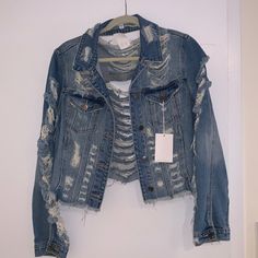 Cello Distressed Denim Jacket. Size Medium. Brand New With Tags!!! This Jacket Will Truly Elevate Any Look! Such A Statement Piece!!! Perfect For This Season! All Offers Considered And Greatly Appreciated!!! Please Make Me An Offer, Everything Must Go!!! Edgy Distressed Outerwear For Spring, Edgy Distressed Spring Outerwear, Trendy Ripped Denim Vest For Fall, Fitted Ripped Denim Jacket In Dark Wash, Spring Ripped Dark Wash Denim Jacket, Fitted Distressed Denim Jacket For Fall, Fitted Ripped Denim Jacket, Distressed Fitted Outerwear For Spring, Trendy Ripped Fitted Denim Jacket