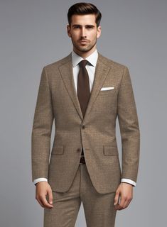 Ignite your fearless spirit with the opulent Noble Brown Wool Silk Linen Suit, a powerful statement of unrivaled style. With its exquisite blend of wool, silk, and linen, it exudes sophistication. Feel the smooth, lightweight fabric drape gracefully around you, enhancing your every move. From formal events to casual occasions, this luxurious suit elevates your wardrobe. Own this pinnacle of sartorial excellence now.    About Noble Collection:  A seamless union of refined craftsmanship and Italian luxury. Impeccably tailored from superior wool, silk, linen, these contemporary designs embody sophisticated elegance. Experience the breathability of wool, brilliance of silk, freshness of linen – distinctive hallmarks defining the Noble Collection. Immerse yourself in this timeless ensemble, whe Luxury Fitted Tweed Jacket For Business Casual, Tailored Tweed Jacket For Business Casual, Tailored Elegant Tweed Jacket For Business Casual, Elegant Custom Fit Brown Blazer, Elegant Brown Custom Fit Blazer, Luxury Fitted Linen Tweed Jacket, Tailored Tweed Jacket In Elegant Style, Tailored Elegant Tweed Jacket, Timeless Fitted Tweed Jacket For Formal Occasions