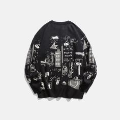 FREE SHIPPING Sweater Cartoon Vintage Print JKP4452 Closet Addition, Cartoon Vintage, Wool Pullover, Urban Street Style, The Darkness, Urban Outfits, Cool Sweaters, Neck Collar, Vintage Prints