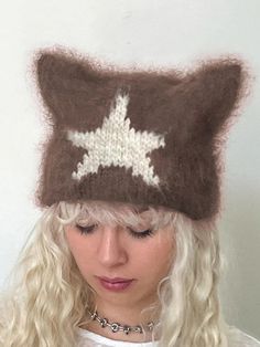 Contrast Color Star Cat Ear Styling Beanie Hat - AnotherChill Funky Beanies, Beanie Ideas, Ear Styling, Girls Beanie Hats, Cat Ear Beanie, Star Hat, Pop Party, Night Out Club, Birthday Night