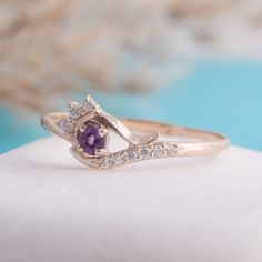 "Amethyst ring, Promise ring gold, Women ring gold, Dainty ring gold, Minimalist ring, Purple stone ring, Amethyst jewelry, Gold ring for her WE OFFER UNLIMITED PERIOD INSTALLMENTS PLAN This is a beautiful, stunning, feminine ring that works well for all occasions, styles, and ages. You will love it! Ring information Main stone: Amethyst Approximate size: 3.0mm Accent stone: Cubic zirconia Metal type: Gold Metal stamp: 14k solid gold Same ring with peridot - https://www.etsy.com/listing/24236383 Gold Amethyst Open Promise Ring, Gold Amethyst Open Ring For Promise, 14k Gold Amethyst Open Ring, 14k Gold Open Crystal Ring With Accent Stones, 14k Gold Crystal Gemstone Ring For Promise, Gold Amethyst Diamond Ring, Amethyst Gemstone Ring With Round Band, Amethyst Open Ring For Promise, Gold Amethyst Solitaire Ring For Wedding