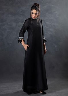 Embellished long dress,Black Raw silk long dress,formal black dress for wedding,festival and formal occasions. This beautiful floor length long dress has embroidery over the neck and sleeves. ✨This dress can be customise in any other colour and in all size, please contact us regarding any changes if you want.We will make this dress as per your choice. ✨We use high quality fabric and threads for embroidery.You won't face any problem in future regarding fading of colour or anything. You can use th Black Dress For Wedding, Dress Pakistani Style, Threads For Embroidery, Long Dress Formal, Embroidered Silk Dresses, Islamic Fashion Dresses, Dress Pakistani, Pakistani Style, Dress Book