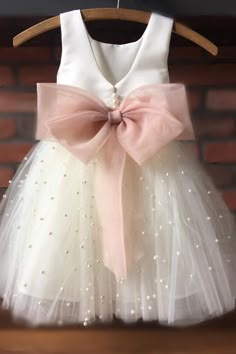 Cute Toddler White and Ivory Flower Girl Dress with Bowknot – FancyVestido Pearl Skirt, Ivory Flower Girl Dress, Toddler Flower Girls, Cheap Flower Girl Dresses, Ivory Flower Girl, Ivory Flower Girl Dresses, White Flower Girl Dresses, Tulle Flower Girl, Ivory Flower