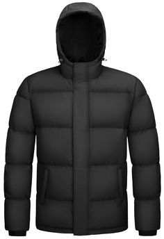 PRICES MAY VARY. Fabric: Made of water-resistant and high density polyester outer layer and lining to keep you dry and prevent down leakage. Duck Down & Warm: Our puffer jackets are filled with 85% duck down and contain about 5.5oz/157g (Size M) of duck down to keep you warm in the freezing winter. Designs: The unremovable hood is windproof and comfortable; full zip placket and ribbed cuffs to reduce heat loss. 3 Pockets: 2 zipper side pockets and 1 zip inner pocket for storage and warmth. Occas Solid Winter Puffer Jacket For Outdoor Activities, Solid Puffer Jacket For Winter Outdoor Activities, Solid Color Winter Puffer Jacket For Outdoor Activities, Windproof Solid Color Puffer Jacket For Cold Weather, Solid Windproof Puffer Jacket For Outdoor, Solid Windproof Puffer Jacket For Cold Weather, Black Hooded Nylon Puffer Jacket, Black Nylon Hooded Puffer Jacket, Nylon Puffer Jacket With Pockets For Hiking