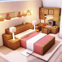 Cute Minecraft Bedroom Ideas To Build, Minecraft Ideas For Inside House, Small Minecraft Living Room, Minecraft Interior Ideas Living Rooms, Cute Minecraft Living Room, Minecraft Small Bedroom Ideas, Minecraft Bedroom Ideas Game Aesthetic, Rooms In Minecraft, Minecraft Couch Ideas