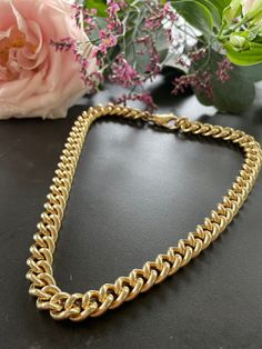 Big golden necklace: Beautiful and elegant round chain, handmade of 925 silver, thick 18k gold plating, 17.5 inches long with clasp Surface: everlasting 18k gold plating. Together with this necklace you will receive a silver jewellery cleaning towel for free :) The necklace will also be delivered in our nice gift box so that you can happily gift it to yourself or somebody else. Please note: in case of a return the buyer bears the costs for the return shipment. We will have to charge a fee of EUR Elegant Gold Cuban Link Necklace With Cable Chain, Classic 14k Gold Chain Necklace With Chunky Chain, Classic 14k Gold Chunky Chain Necklace, Elegant Cuban Link Necklace With Chunky Chain, Gold Cuban Link Necklace With Cable Chain, Elegant Cuban Link Necklace With Chunky Chain For Gift, Gold Cuban Link Necklace With Cable Chain As Gift, 14k Yellow Gold Chunky Chain Necklaces, Classic Gold-plated Necklace With Chunky Chain