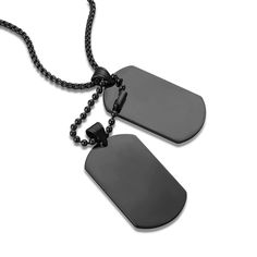 PRICES MAY VARY. Classic dog tag pendant necklace design, fashion simplicity. 2 Pieces highly polished dog tag makes the perfect gift for your friends or family and comfortable to wear Material: This dog tag necklace is made of high quality stainless steel that hypoallergenic, lead-free and nickel-free, making necklace suitable for long wear without damaging the skin Pendant Size: 5.0 x 3.0 cm / 2.0 x 1.18 inch. Chain is 22" + 2 inches extension chain. 3mm wide box chain. 10cm adjustable ball ch Black Personalized Dog Tag Necklace, Military Dog Tag, Military Inspired Fashion, Military Dog, Dog Tags Military, Dog Tag Pendant, Elmo Birthday, Necklace Design, How To Make Necklaces