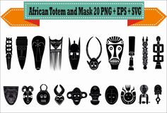 african totema and mask clipart for photoshopping, epss & sv files