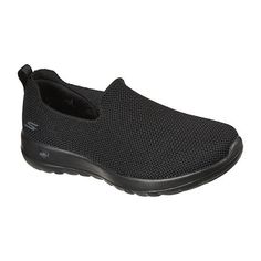 Walk in all-day cushioned comfort with the Skechers Go Walk Joy - Sensational Day Shoe. This stretch-fit pull-on sneaker features a breathable athletic knit fabric upper with an air-cooled Goga mat insole and an innovative 5gen cushioned midsoleFeatures: ComfortClosure Type: Slip-OnUpper/Outer Base Material: 100% MeshShoe Lining Material: SyntheticSole Material Content: 100% RubberCountry of Origin: Imported Black Skechers, Vegan Design, Skechers Go Walk, Slip On Trainers, Black Trainers, Walking Shoes Women, Wide Shoes, Skechers Women, Comfort Wear