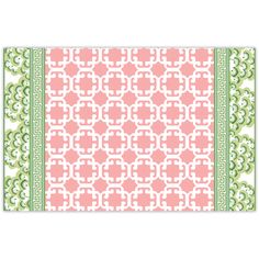 a pink and green placemat with an intricate design